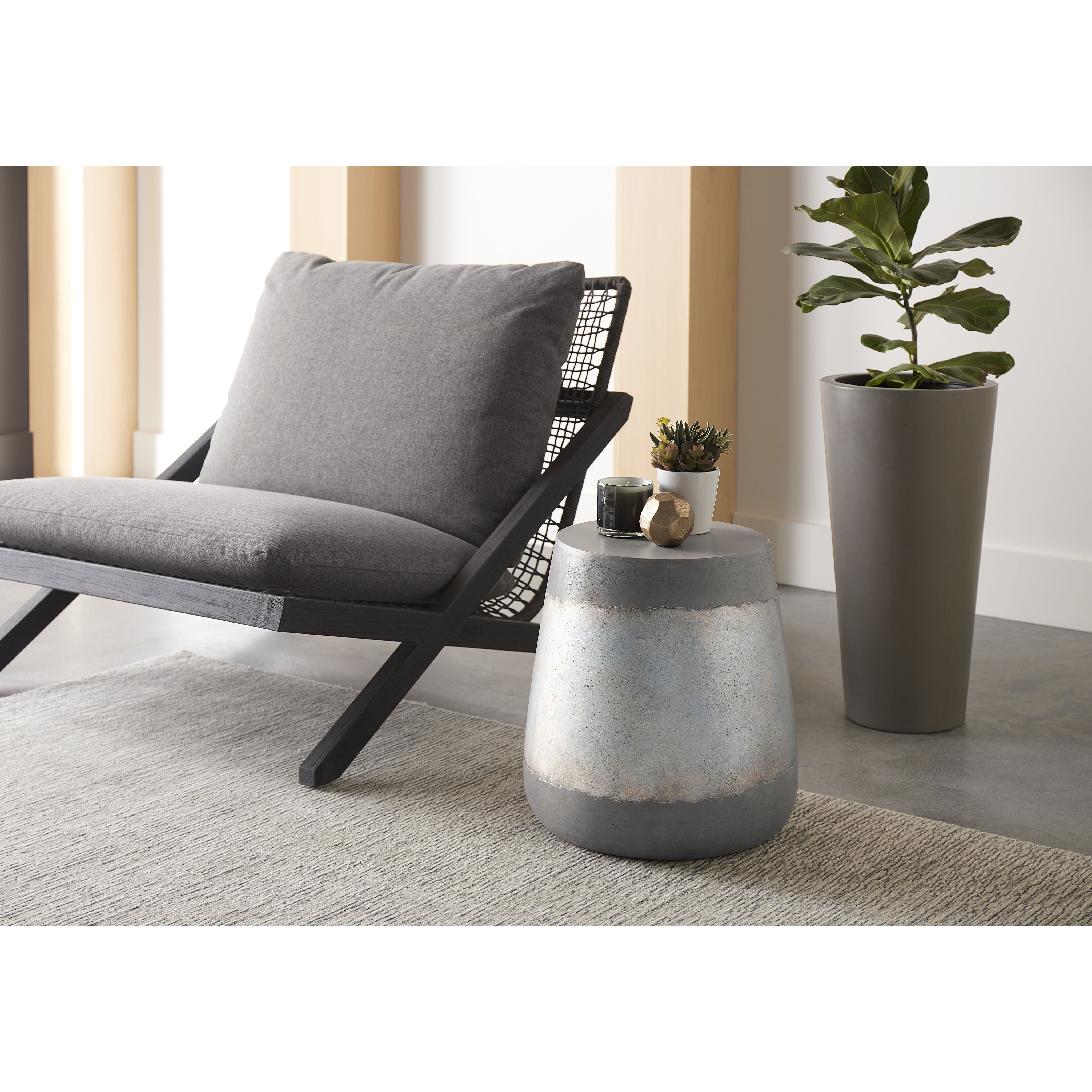 Aries 16 X 15 inch Silver Outdoor End Table